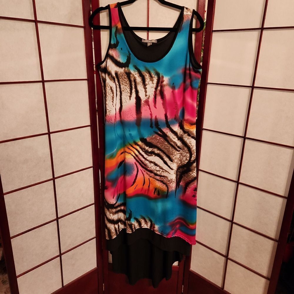 Kate & Mallory Vibrantly Colorful Hi/Low Sleeveless Dress